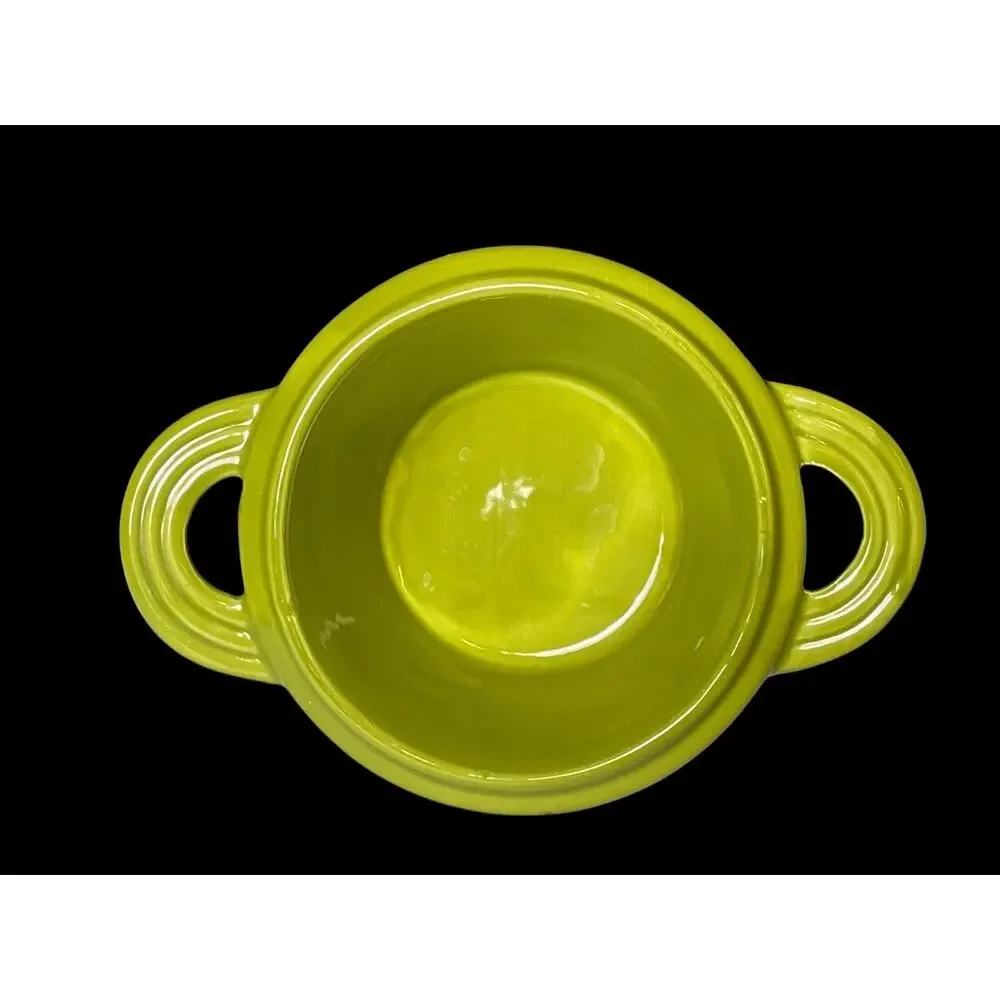 Vintage IL Nodo Ceramiche Avocado Green Mini Casserole with Lid Made in Italy
